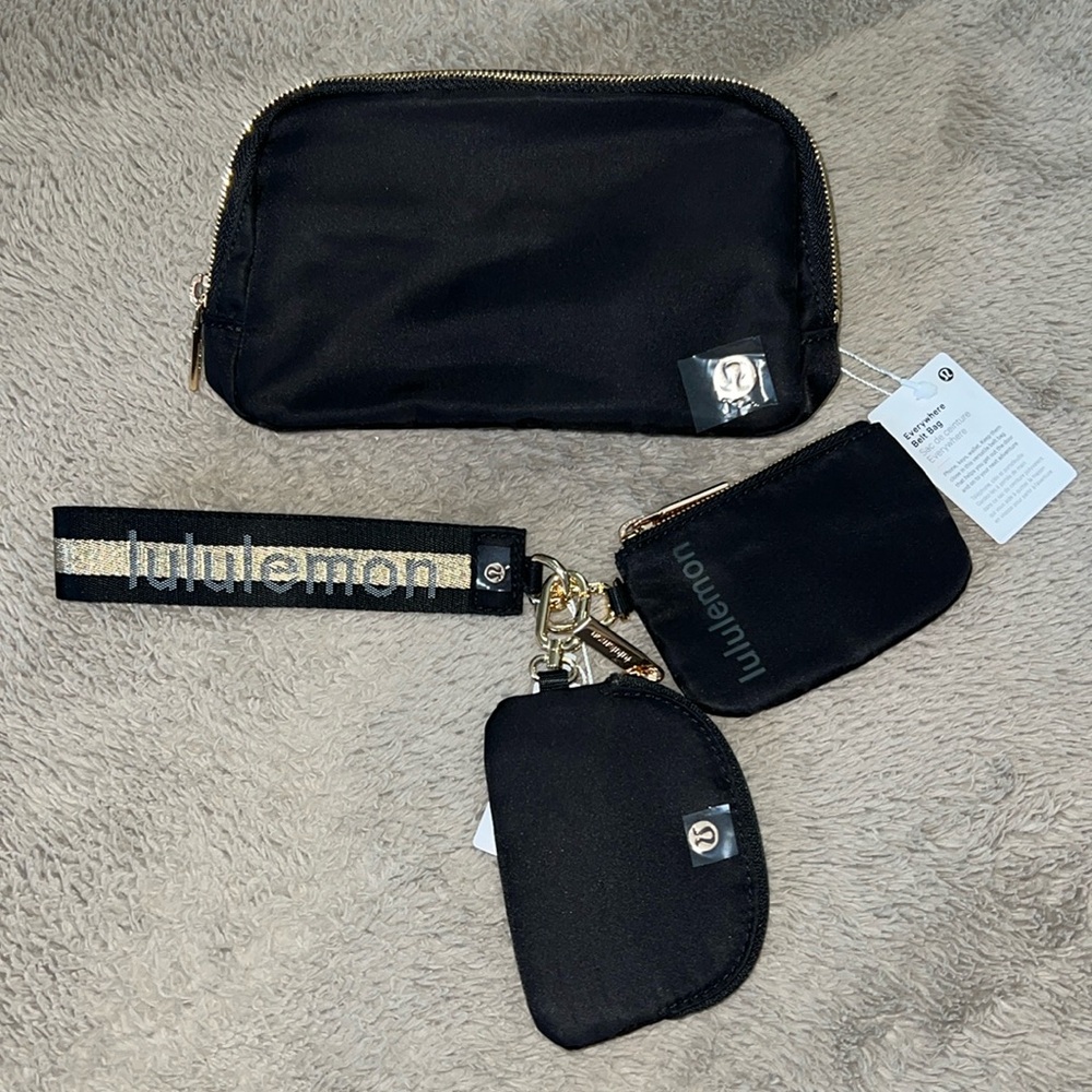 Lululemon Athletica Black Cosmetic Bag Trio